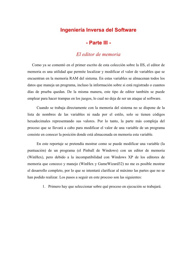 Imágen de pdf Ingeniería Inversa del Software - Parte III - El editor de memoria